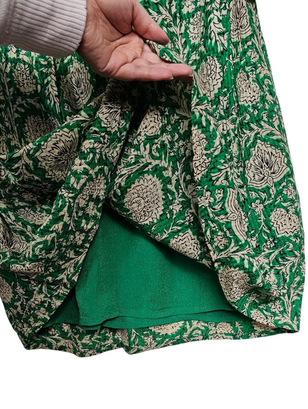 ba&sh Paz Green Tan Floral Garden Print Lady Dress Half Sleeve Mini Dress size 0 - Picture 9 of 16